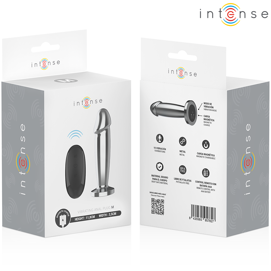 INTENSE - ANAL PLUG 10 VIBRAZIONI DILDO METALLO CON TELECOMANDO M - immagine 8
