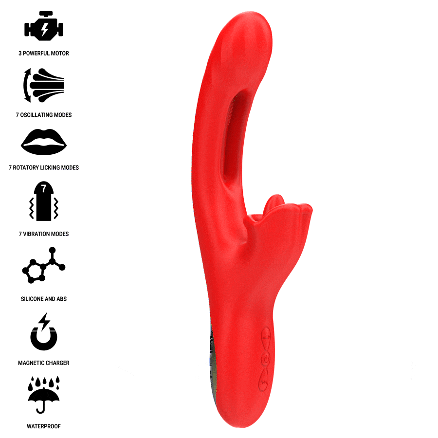 INTENSE - JESSICA VIBRATORE MULTIFUNZIONE STIMOLAZIONE CLITORIDE 24,8 CM ROSSO - immagine 2