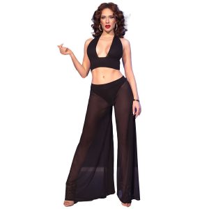 CHILIROSE - CR 4857 SET TOP Y PANTALONES NEGRO TALLA S