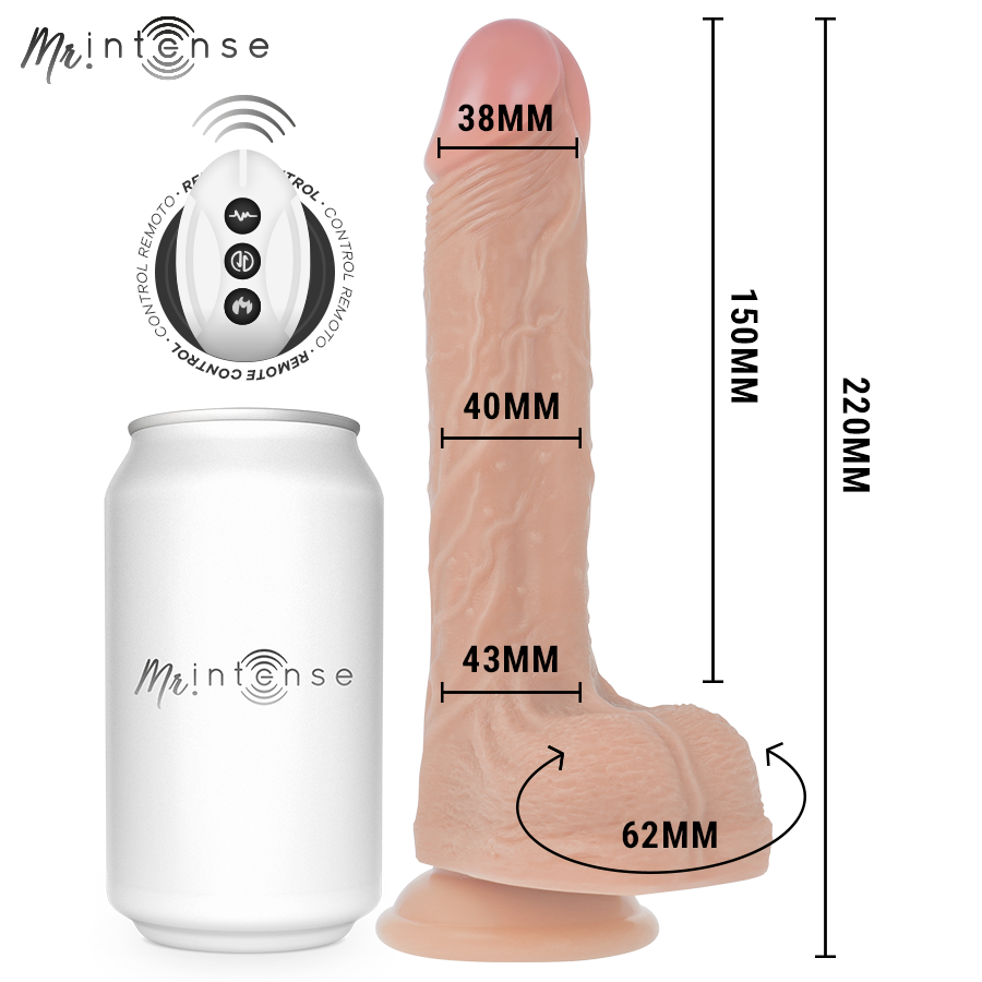 MR INTENSE - BALDWIN REALISTICO MULTIFUNZIONALE CON VIBRAZIONE, SU E GIÙ TELECOMANDO, 22 CM - OPPURE - 4 CM - immagine 2