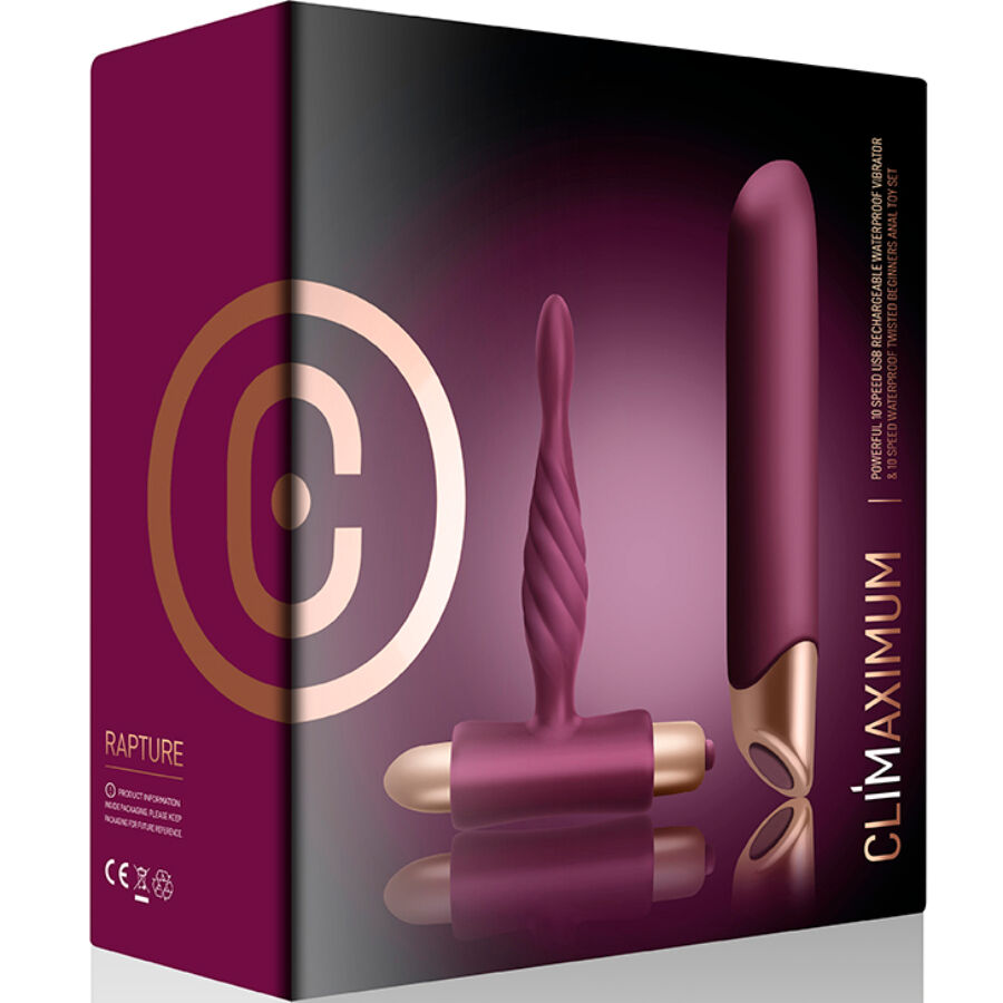 CLIMAXIMUM - KIT RAPTURE VIBRATORE CLASSICO + PLUG ANALE PER PRINCIPIANTI - immagine 4