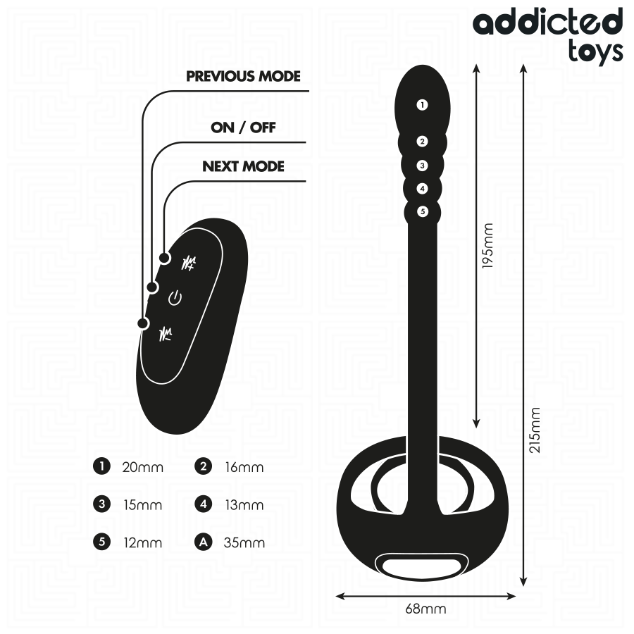 ADDICTED TOYS - ANELLO VIBRANTE PER IL PENE CON TELECOMANDO P-SPOT - immagine 7