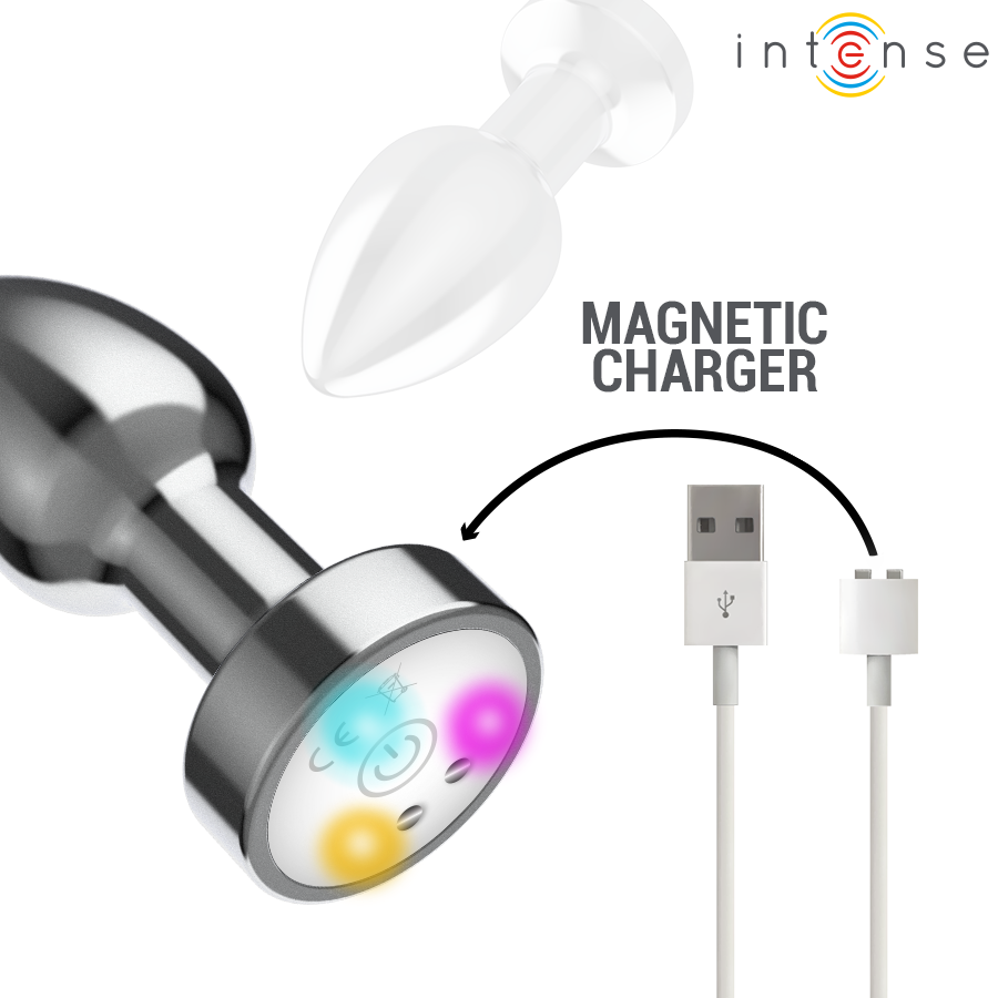 INTENSE - PLUG ANALE VIBRANTE IN METALLO CON LUCI LED E TELECOMANDO - TAGLIA M - immagine 6
