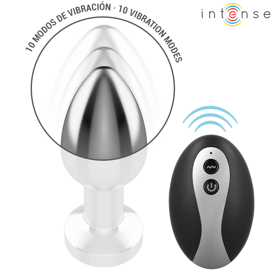 INTENSE - PLUG ANALE VIBRANTE IN METALLO CON LUCI LED E TELECOMANDO - TAGLIA M - immagine 4
