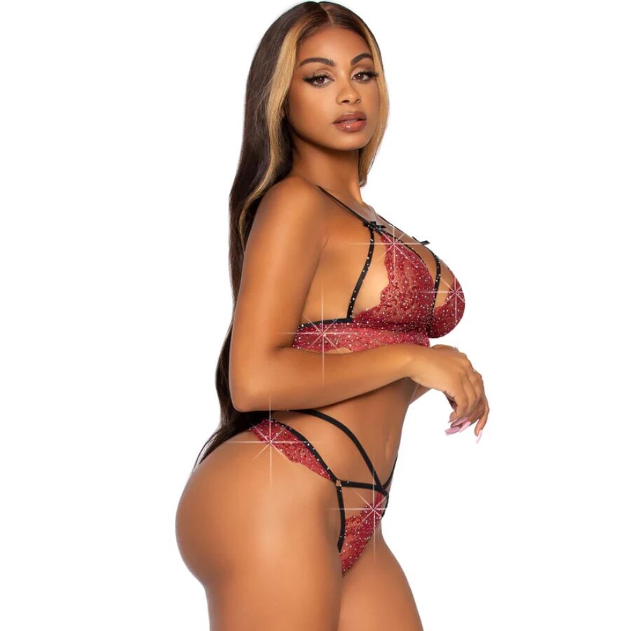LEG AVENUE - SET SUJETADOR + TANGA BURDEOS - immagine 2