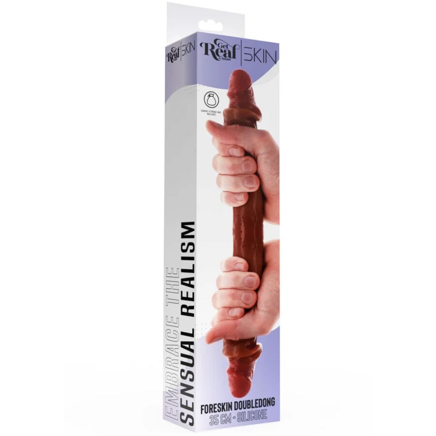 GET REAL - DILDO IN SILICONE A DOPPIA ESTREMITÀ CARAMELLO 35 CM - immagine 4