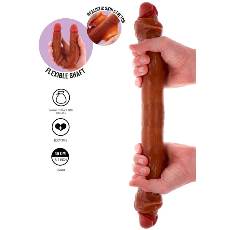 GET REAL - DILDO IN SILICONE A DOPPIA ESTREMITÀ CARAMELLO 46 CM - immagine 2