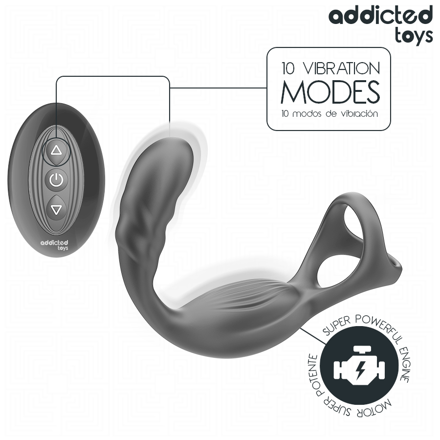 ADDICTED TOYS - ANELLO PER IL PENE PROSTATICO DOPPIO CON TELECOMANDO - immagine 6
