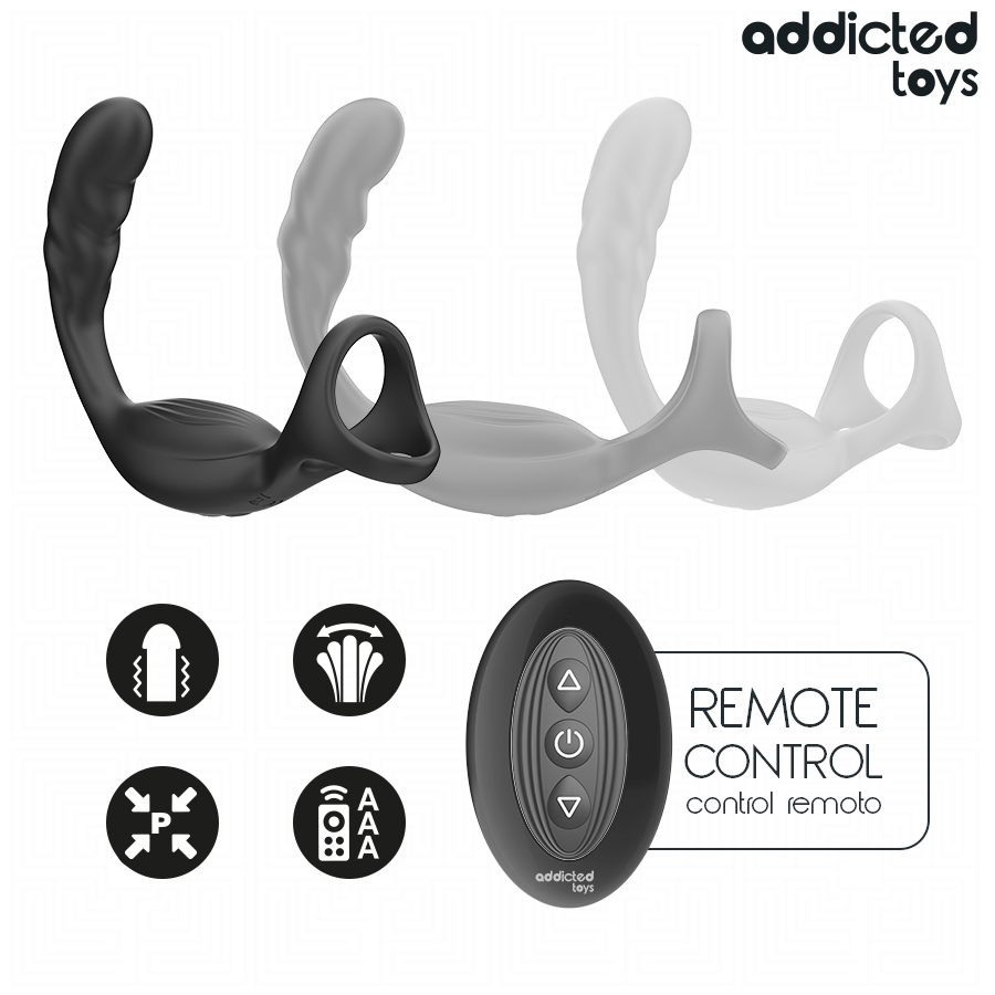 ADDICTED TOYS - ANELLO PER IL PENE PROSTATICO DOPPIO CON TELECOMANDO - immagine 5