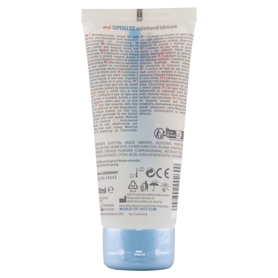 HOT - ANAL SUPERGLIDE LIQUID PLEASURE LUBRIFICANTE A BASE D'ACQUA 100 ML - immagine 2