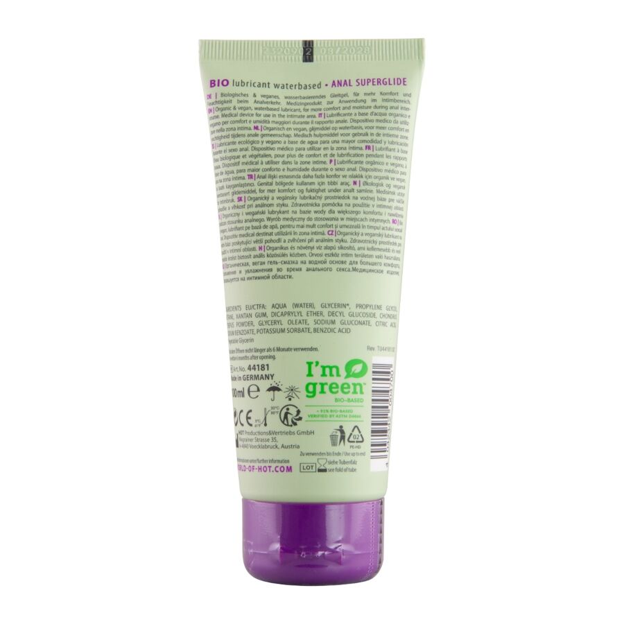 HOT - LUBRIFICANTE BIO A BASE D'ACQUA SUPERGLIDE ANAL 100 ML - immagine 2