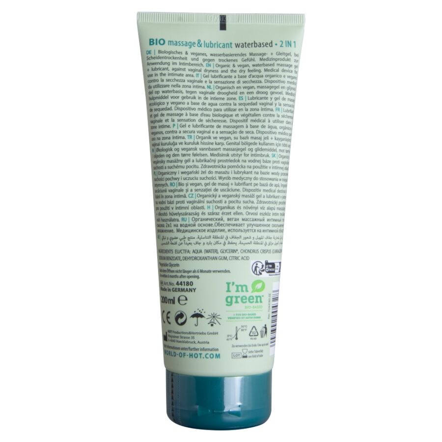 HOT - BIO MASSAGGIO E LUBRIFICANTE A BASE D'ACQUA 2 IN 1 200 ML - immagine 2