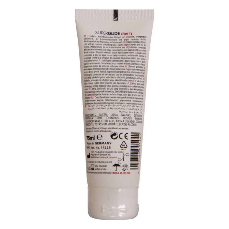 HOT - SUPERGLIDE LUBRIFICANTE COMMESTIBILI A BASE D'ACQUA CILIEGIA 75 ML - immagine 2