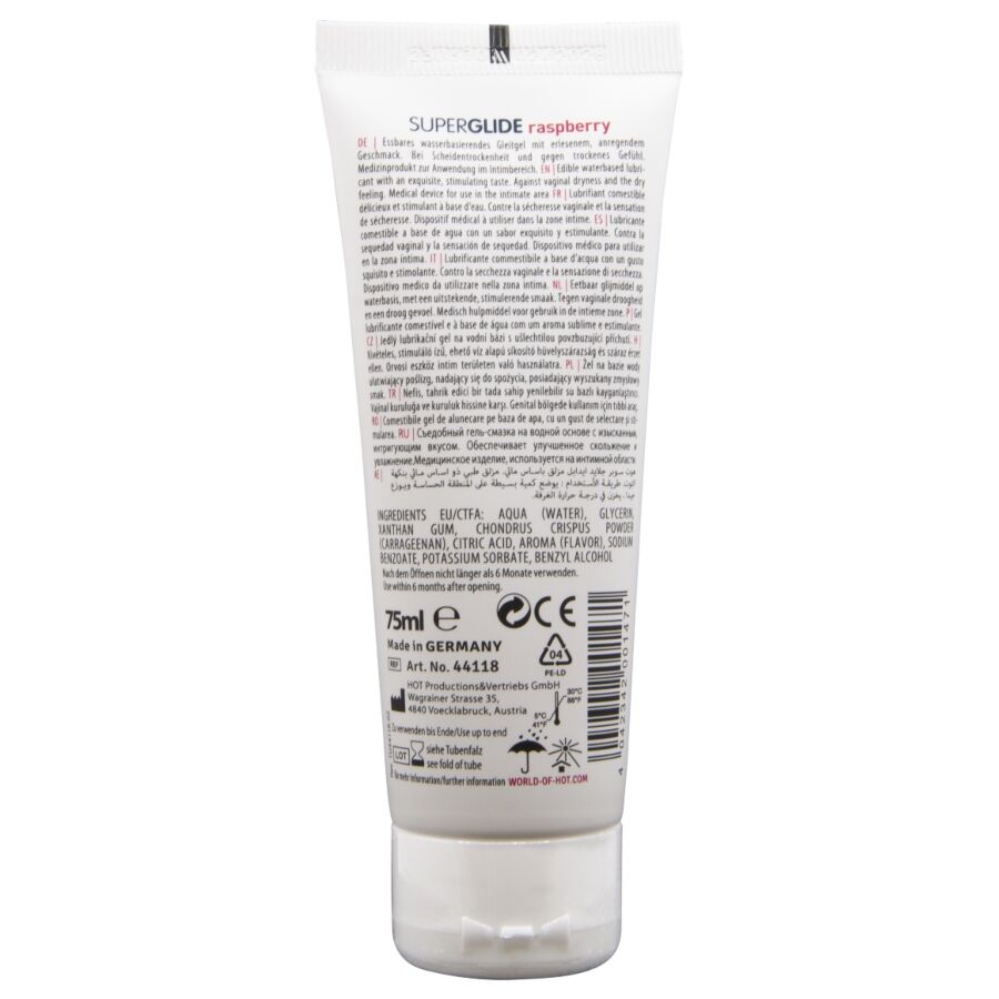 HOT - SUPERGLIDE LUBRIFICANTE COMMESTIBILI A BASE D'ACQUA LAMPONE 75 ML - immagine 2